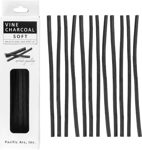Miniatura 12 de Pacific Arc Artist Vine Charcoal - 4 palitos de carbón suave, negro para dibujar, dibujar y dibujar
