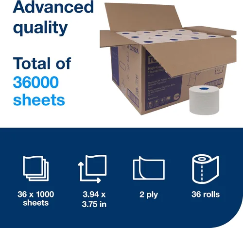 Miniatura 2 de Tork Rollo de papel higiénico de alta capacidad T26, avanzado, 2 capas, 36 x 1000 hojas, 110292A