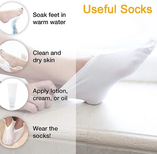 Miniatura 5 de 2 pares de calcetines curativos para pies secos para hombres y mujeres, loción, calcetines hidratantes para spa durante la noche absorbentes