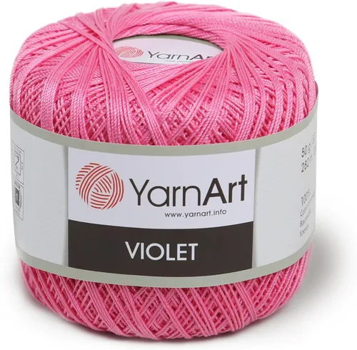 Miniatura 4 de Yarn Art - 1 madeja YarnArt Violet, 100 hilos de hilo de algodón mercerizado, hilo de ganchillo para tejer a mano, bordado y manualidades