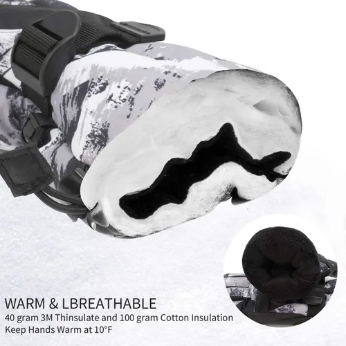 Miniatura 5 de BOSONER Guantes de esquí y snowboard, guantes cálidos impermeables de invierno, guantes de nieve para clima frío para hombres, mujeres, niños