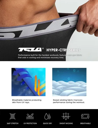 Miniatura 7 de TSLA Pantalones de compresión 34 para hombre, mallas de entrenamiento para correr, leggings atléticos capri de secado fresco, capa base de yoga