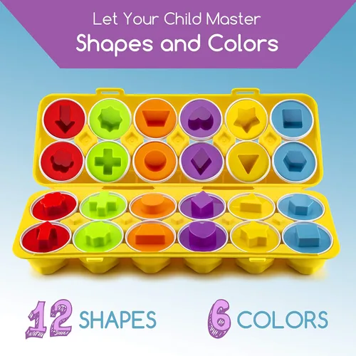 Miniatura 2 de Play Brainy Huevos a juego de forma y color - Juguete de huevo de Pascua - Juguete educativo Montessori STEM para niños pequeños y preescolares