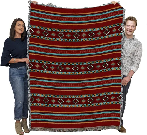 Miniatura 18 de Pure Country Weavers Antelope Ridge Earth - Manta inspirada en los nativos americanos del suroeste, manta de tapiz de regalo tejida de algodón
