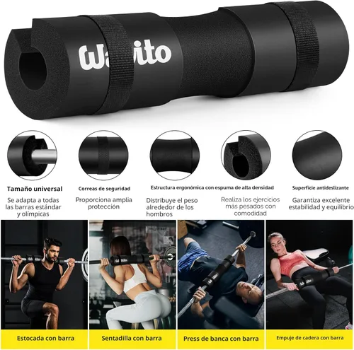 Miniatura 3 de WALITO 8Pcs Barbell Pad Set for Hip Thrust - Squat Pad,Gym Accessories for Women with Bar Bad,Bench Press, with Gym Ankle Straps,Resistance Bands