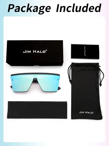Miniatura 7 de JIM HALO Gafas de sol con escudo plano con espejo cuadrado sin montura para mujeres y hombres