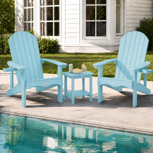 Miniatura 23 de Y&M Adirondack - Silla negra para hoguera, sillas de patio al aire libre con soporte para tazas, resistentes a la intemperie, sillas de patio