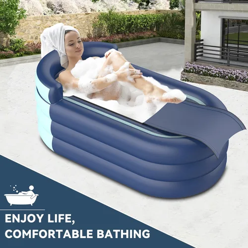 Miniatura 8 de Bañera inflable y alfombrilla de spa de burbujas - Bañera de hidromasaje portátil para adultos, equipada con una alfombrilla de burbujas