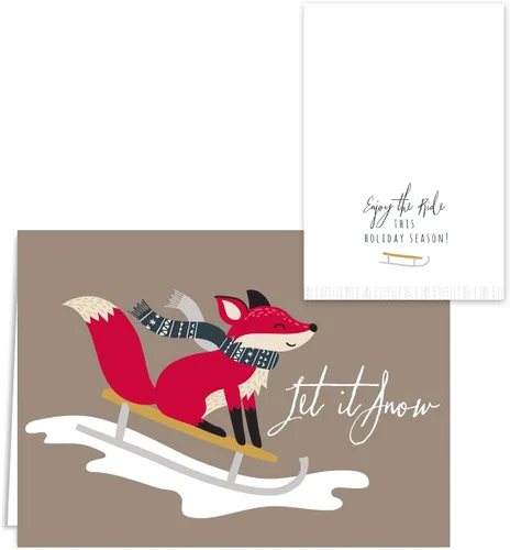 Miniatura 7 de Canopy Street Tarjetas navideñas de animales del bosque, 36 tarjetas con sobres blancos, 6 diseños de animales del bosque de invierno, versos