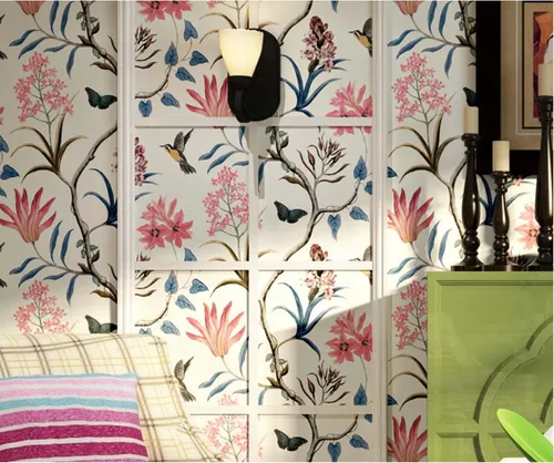 Miniatura 4 de Q QIHANG Papel tapiz retro con diseño de flores pastorales 3D de campo americano no tejido fresco 3D para dormitorio, sala de estar, fondo