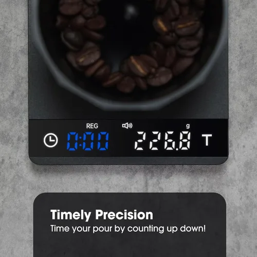 Miniatura 5 de Báscula de café de metal con temporizador, báscula de espresso con cronometraje automático, 3 modos para máquina de espresso y vertido, báscula