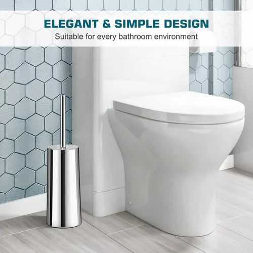 Miniatura 7 de Cepillo y soporte para inodoro para baño, paquete de 2 cepillos y soporte para inodoro con mango largo de acero inoxidable, juego de cepillos