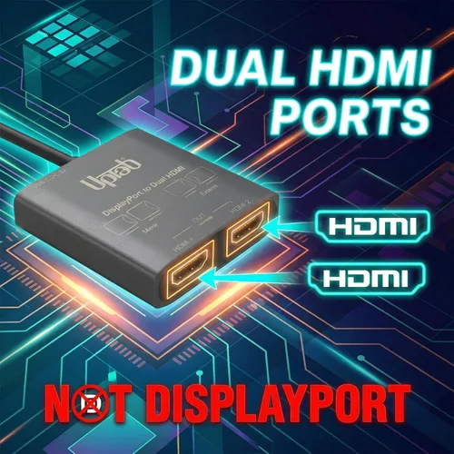 Miniatura 6 de uptab Adaptador DisplayPort a HDMI dual 4K 60Hz Multi Monitor Splitter, convertidor de monitores duales Pantalla extendida SST MST Hub, puerto