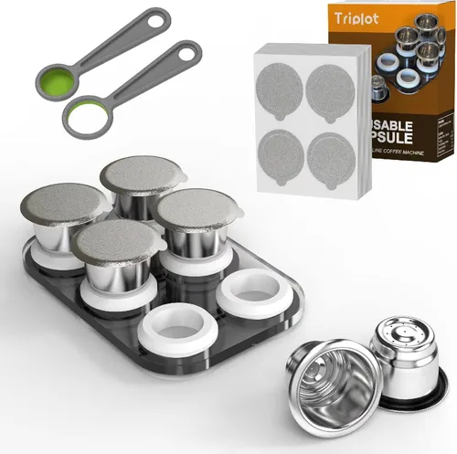 Cápsulas reutilizables para Nespresso OriginalLine – 6 cápsulas de café recargables, tazas de acero inoxidable compatibles con máquina Nespresso