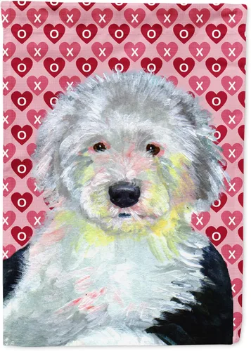 Miniatura 221 de Caroline's Treasures SS4484GF Bandera de jardín con diseño de bulldog inglés y corazones para el Día de San Valentín, bandera decorativa para patio
