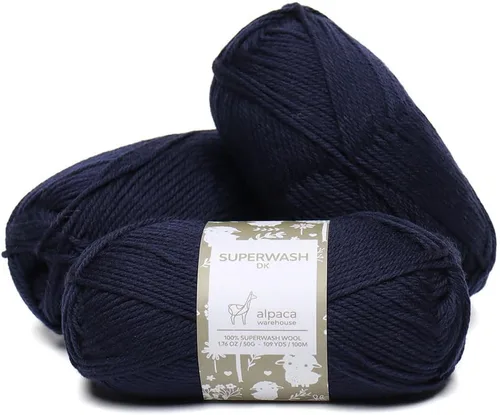 Miniatura 21 de 100% lana pura Superwash de Alpaca Warehouse, juego de 3 madejas (150 gramos) de peso DK - Procedencia directa de Perú - Celestialmente suave