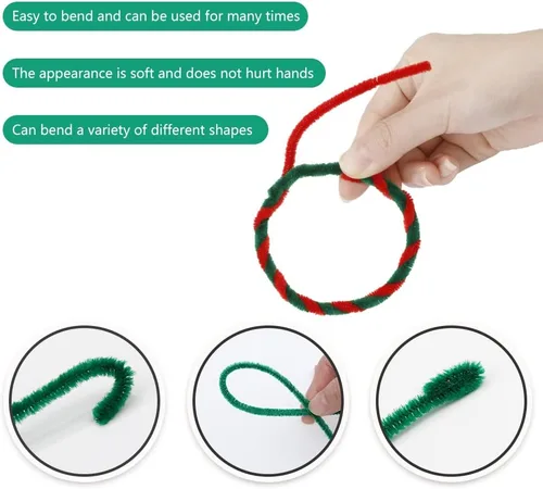 Miniatura 3 de 120 tallos de felpilla de color verde oscuro, tallos de chenilla, limpiadores de tuberías largos para manualidades, limpiadores de tuberías