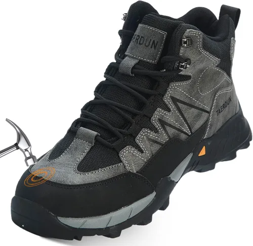 Miniatura 2 de Botas de trabajo con punta de acero para hombre, botas de seguridad para hombres con antideslizantes, zapatos de trabajo cómodos para construcción