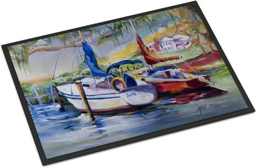 Miniatura 97 de Caroline's Treasures JMK1017JMAT - Tapete de caza de rana garza azul, 24 x 36 pulgadas, tapete para puerta delantera, interior y exterior