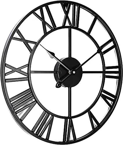 Miniatura 2 de Reloj de pared de metal grande de 30 pulgadas, resistente al agua, para exteriores, reloj retro europeo con números romanos grandes, reloj