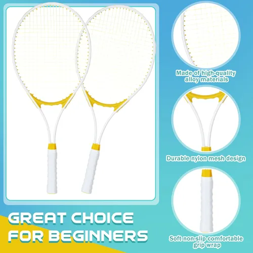 Miniatura 4 de Liliful 4 raquetas de tenis para adultos recreativas para 4 jugadores, raquetas de tenis de 27 pulgadas, raquetas de tenis ligeras a granel