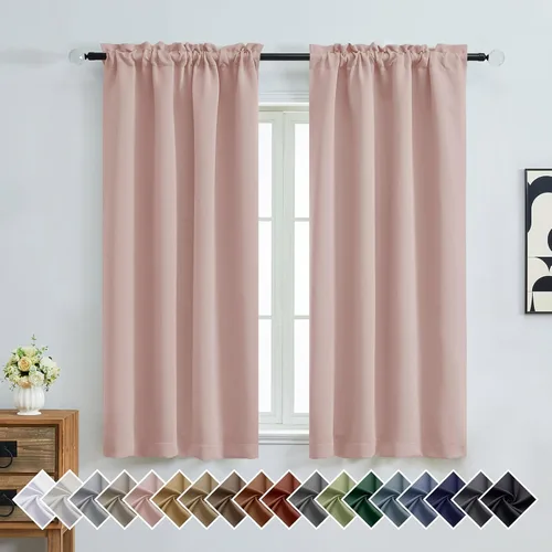 Miniatura 127 de OVZME Cortinas opacas turquesa para tratamiento de ventanas pequeñas, cortinas cortas con bloqueo de luz para ventana de cocina sobre el fregadero