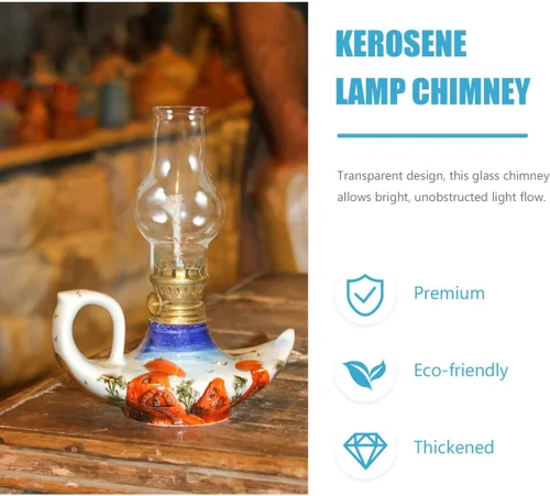 Miniatura 8 de Holibanna Lámpara de aceite de vidrio transparente para chimenea, 3.54 x 1.96 x 1.18 pulgadas, globo de repuesto para lámparas vintage de queroseno