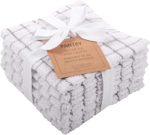 Miniatura 6 de KAF Home - Juego de toallas de cocina 100% algodón, diseño de cuadros, 12 x 12 pulgadas, absorbentes y lavables a máquina, ideales para limpiar Negro