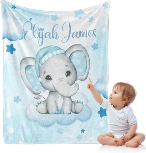 Miniatura 10 de J&SBGFT Manta de bebé personalizada para niños, personalizada con nombre, manta de recepción para niños pequeños, niños, cuna, cochecito, decoración