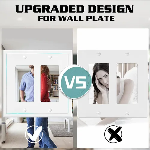 Miniatura 2 de Placa Decorativa de Pared de Borde Moderno de 2 Enchufes, Cubierta para Interruptor de Salida, Doble Decorador, Placa Frontal Eléctrica
