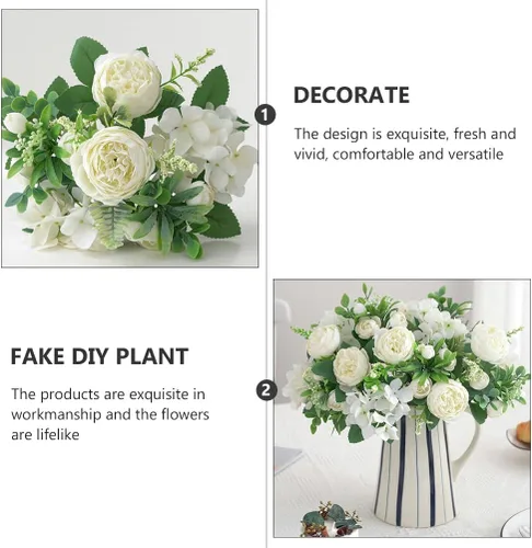 Miniatura 7 de Cabilock 1 ramo de flores artificiales para boda, peonía nupcial, ramo decorativo de flores falsas para fiestas en casa y celebraciones románticas