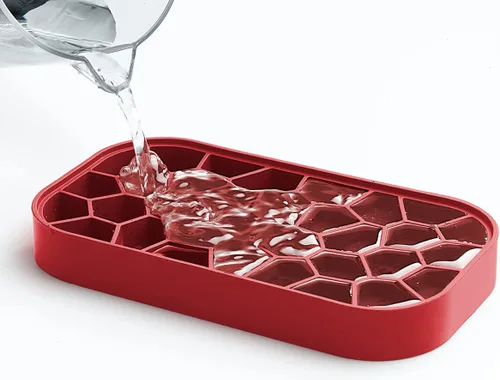 Miniatura 6 de Lékué Caja de hielo Rojo Bandeja de hielo para congelador con tapa y contenedor Hecho con silicona 100% platino Cubos de hielo