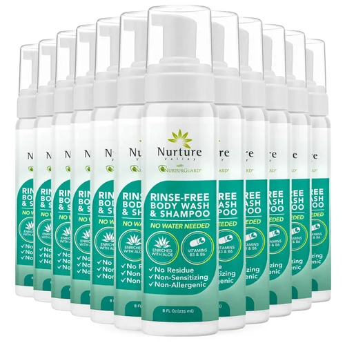 Miniatura 10 de Nurture - Gel de baño y champú sin enjuague con aloe Espuma limpiadora sin agua para el cabello y el cuerpo de grado hospitalario Mujeres