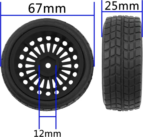 Miniatura 6 de OD2.75 pulgadas de nailon de 0.472 in hexagonales, llantas y neumáticos de goma compatibles con HSP Tamiya HPI Traxxas 1/10 1/12 en carretera, Negro