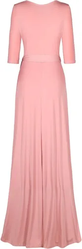 Miniatura 2 de Bon Rosy maxi vestido ceñido de mangas 34 y escote en V liso para mujer