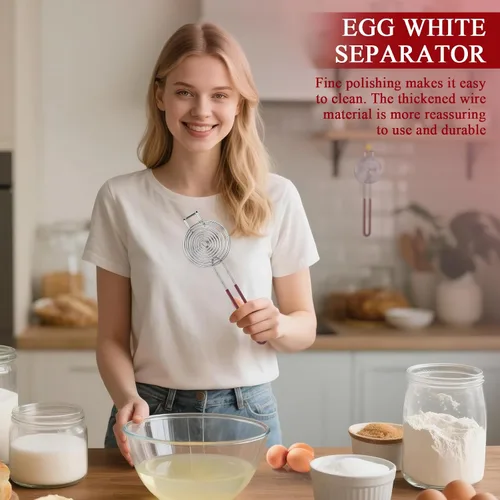 Miniatura 6 de Separador de huevos de acero inoxidable,Herramienta separadora de yema de huevo y blanco con mango largo,Separador de huevos con filtro