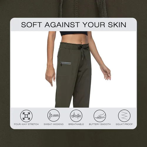 Miniatura 4 de Haowind - Pantalones deportivos para mujer con bolsillos y cintura elástica, cómodos pantalones de deportivos de descanso para deportes, gimnasio