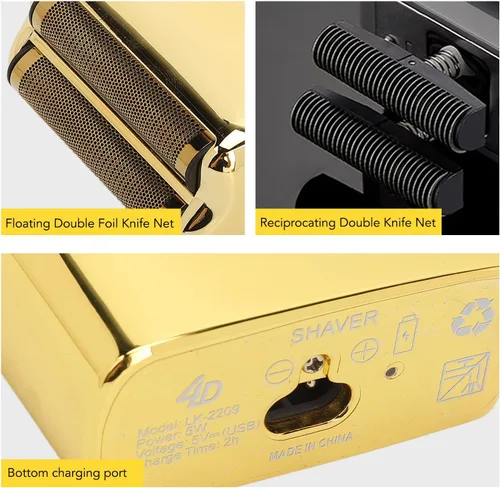 Miniatura 3 de RTLR Afeitadora multifuncional, potente afeitadora eléctrica portátil con bajo ruido, carga USB, oro