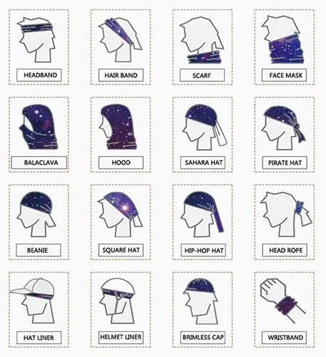 Miniatura 5 de Polaina de cuello con protección UV para el sol, bandanas, bufanda, diadema, paquete de 5