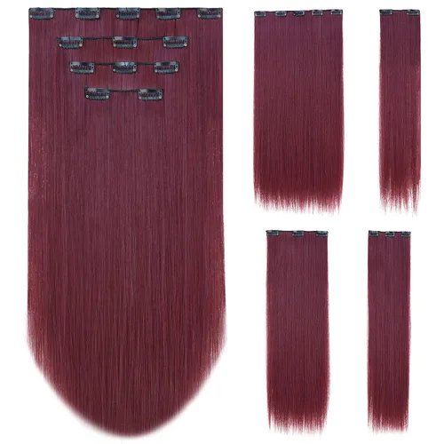 Miniatura 23 de Extensión de cabello negro oscuro, extensiones de cabello con clip, de 18 pulgadas, ondulado, sintético, 5.5 onzas, HSPCYGG de 22 pulgadas, cabello