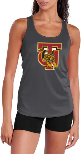 Miniatura 85 de Camiseta deportiva sin mangas oficial de la NCAA Collegiate para mujer, con espalda cruzada, logotipo primario, colección carbón