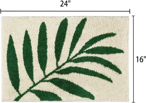 Miniatura 2 de Hi Space Alfombras de baño de 24 x 16 pulgadas con hojas para baño, antideslizante, lavable a máquina, suave, absorbente, bonita alfombra de baño