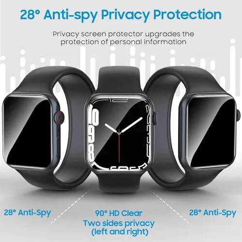 Miniatura 4 de UniqueMe Paquete de 6 protectores de pantalla de privacidad de TPU compatibles con Apple Watch de 1.575 pulgadas, película flexible mejorada