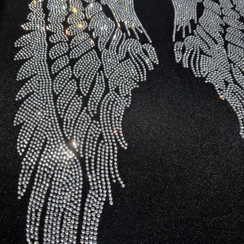 Miniatura 7 de Rhinestop - Alas de ángel de cristal transparente con diamantes de imitación, diseño de transferencia de calor, parche para planchar, diseños