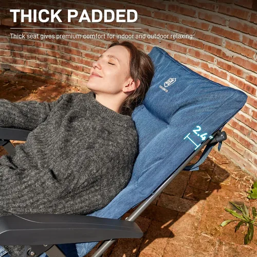Miniatura 8 de EVER ADVANCED Silla de camping plegable acolchada de 4 posiciones, reclinable ajustable con respaldo alto, portátil para adultos, capacidad