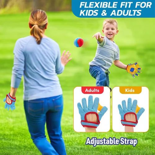 Miniatura 5 de JoyCat Toss and Catch Ball Game with 2 Adjustable Gloves, 2 Soft Sticky Balls & Carry Bag, Toddler Baseball Glove Set, Outdoor Toys for Kids Ages