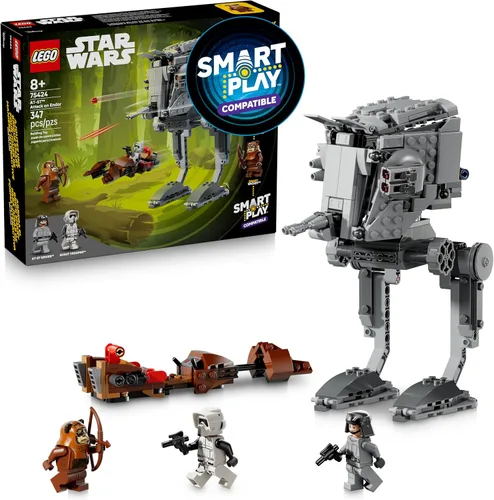 LEGO Star Wars SMART Play: AT-ST Attack on Endor - Juego de construcción de juguete para niños, juego compatible con 2 etiquetas inteligentes y 3