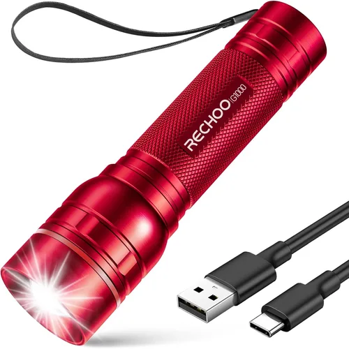 Miniatura 22 de RECHOO Linterna recargable, 1 unidad, luz brillante de grado militar, altos lúmenes con enfoque ajustable y 3 modos de iluminación, linterna LED