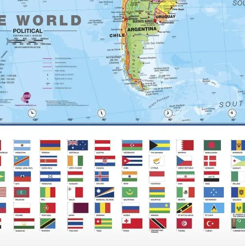 Miniatura 2 de MegaMap del mundo gigante, mapa de pared grande (mapa del mundo con banderas, 9.1 x 13.0 in)