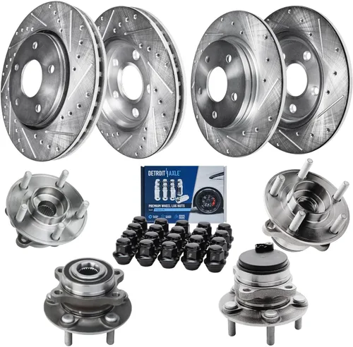 Miniatura 82 de Detroit Axle - Kit de freno delantero para Ford Explorer Mercury Mountaineer 2002-2005 Bujes de rodamiento de rueda perforados y ranurados rotores
